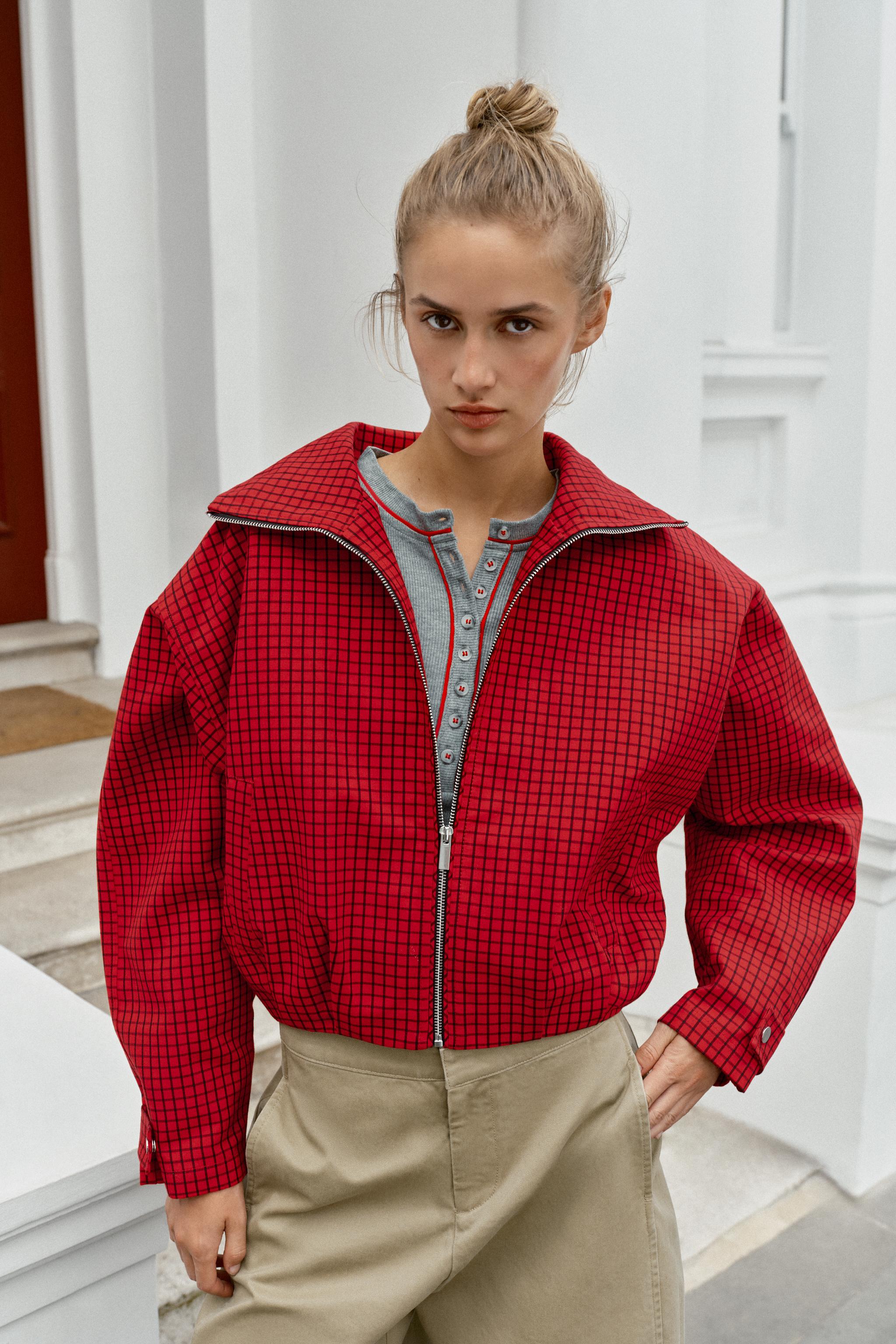 BLOUSON BOMBER À CARREAUX
